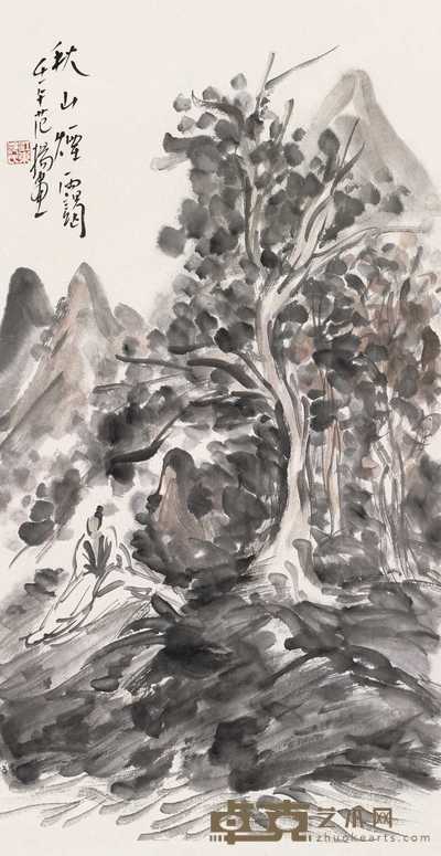 范扬 秋山烟霭 镜心 67×36cm